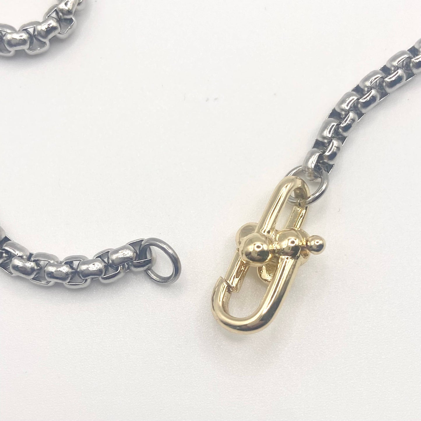 Mixed metal charm bar necklace 