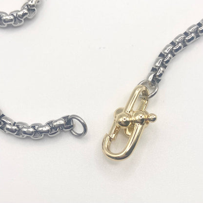 Mixed metal charm bar necklace 