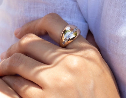 Cz Baguette Stone Dome Ring