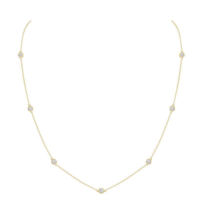 14K Yellow Gold 1.0ctw Lab Diamond Station Necklace Bezel