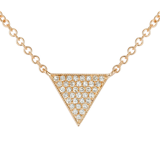 14K Yellow Gold Diamond Triangle Necklace
