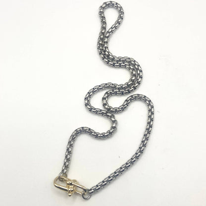 Mixed metal charm bar necklace 