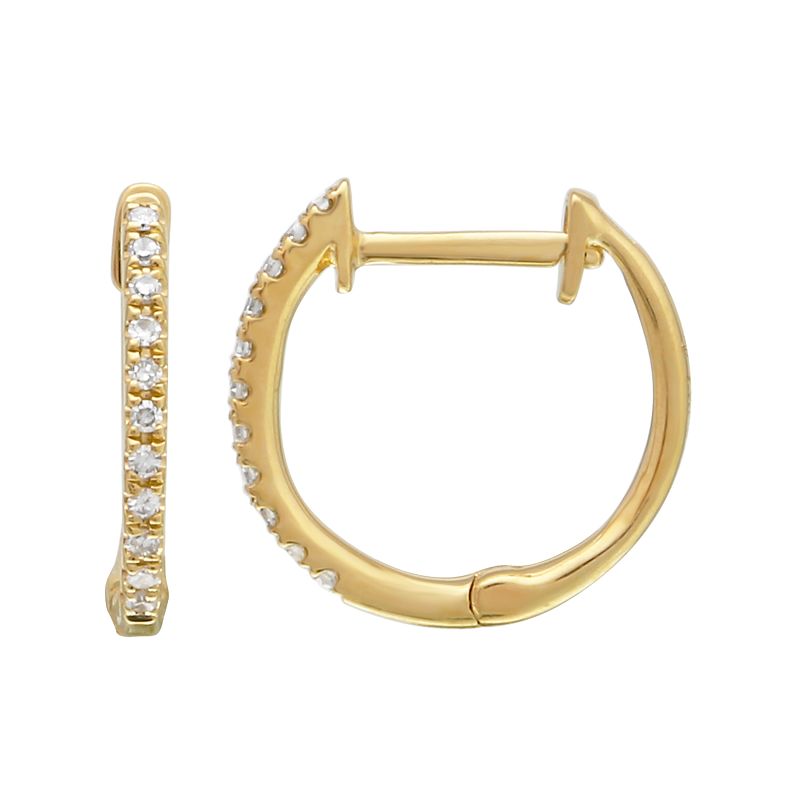 14k Yellow Gold Diamond Huggie Earrings (12 mm)