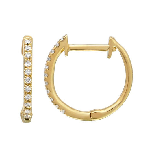 14k Yellow Gold Diamond Huggie Earrings (12 mm)