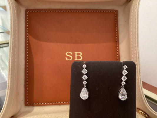 Short Drop Earrings Rhodium