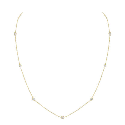 14K Yellow Gold 0.50ctw Lab Diamond Station Necklace Bezel
