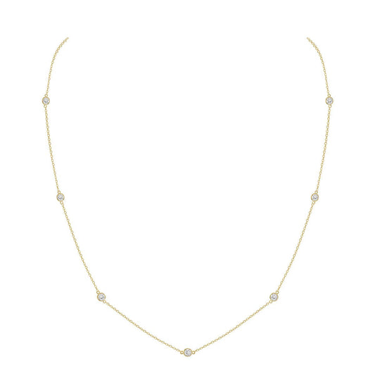 14K Yellow Gold 0.50ctw Lab Diamond Station Necklace Bezel