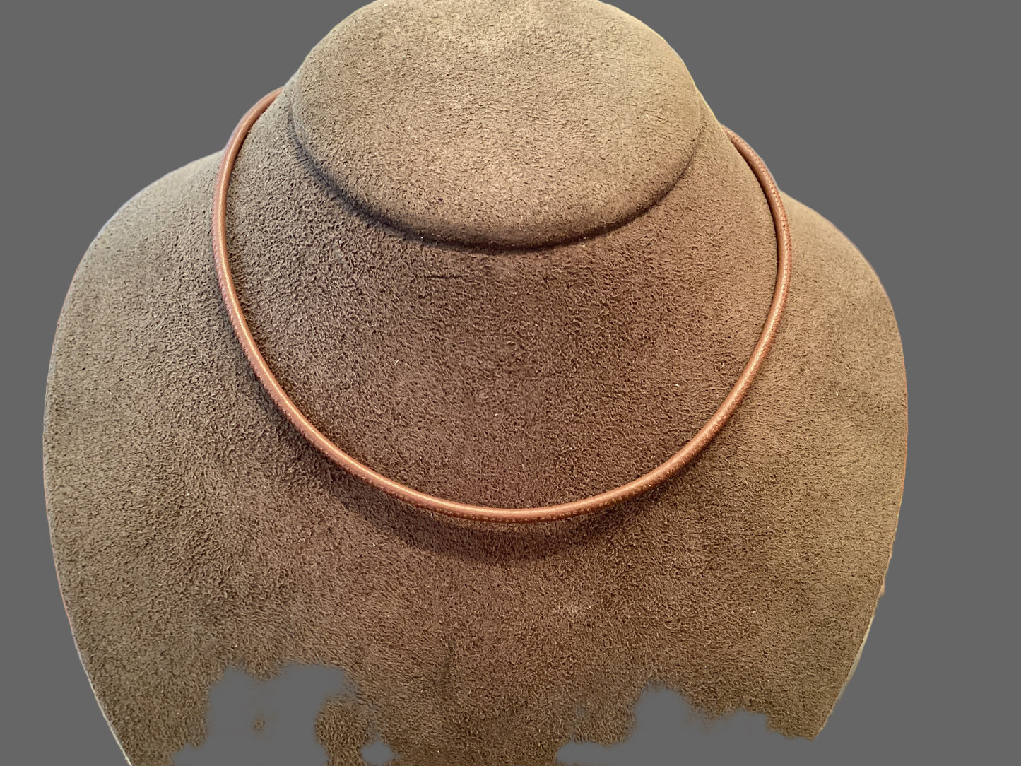 Brown Leather Omega Cord Necklace With 14K Hardware