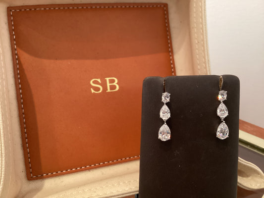 Chloe Pe Drop Post Earrings Rhodium