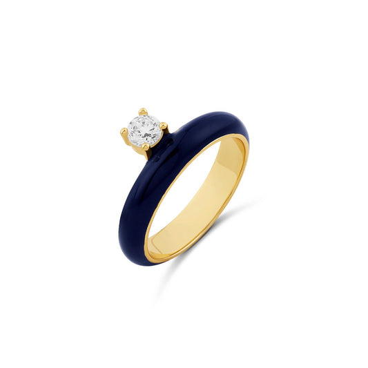 Midnight Enamel Solitaire Ring
