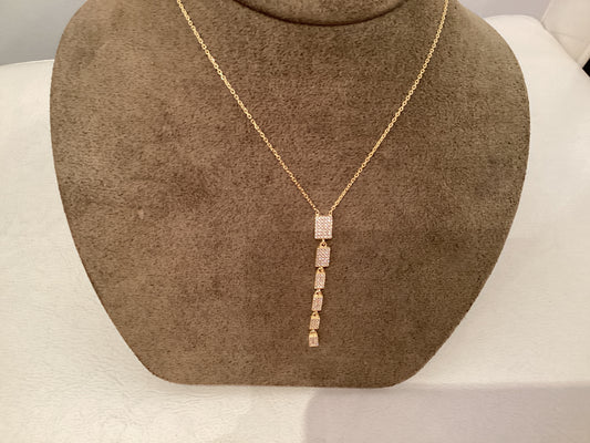 Graduated pave rectangle necklace