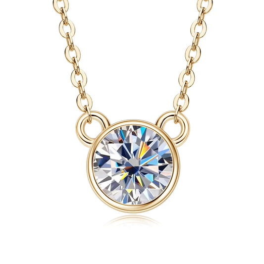 Solitaire Round Moissanite Charm Necklace