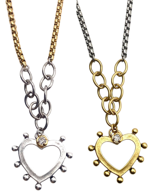 Two-Tone Open Heart Necklace