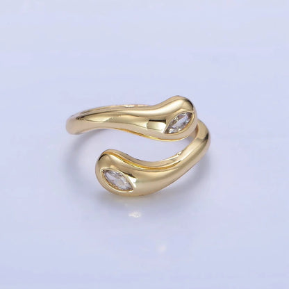 Minimalist Gold Filled Wrapped Adjustable Ring With Clear CZ Stone