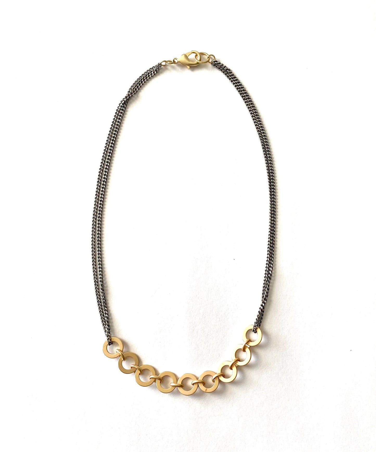 Mixed Metal Two-Tone Moving Links Necklace