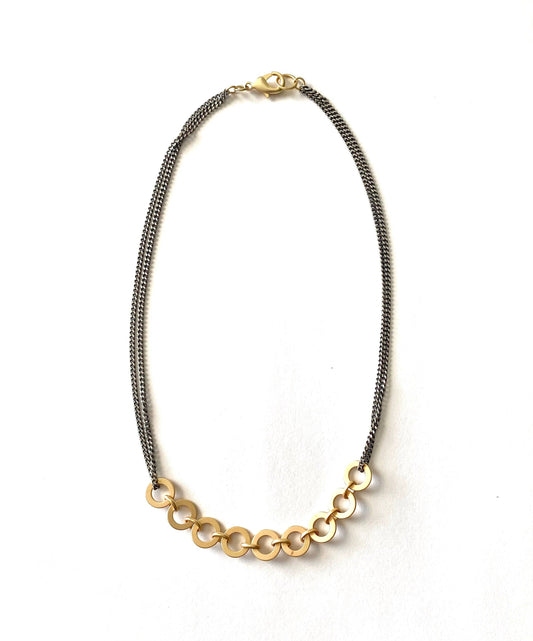 Mixed Metal Two-Tone Moving Links Necklace