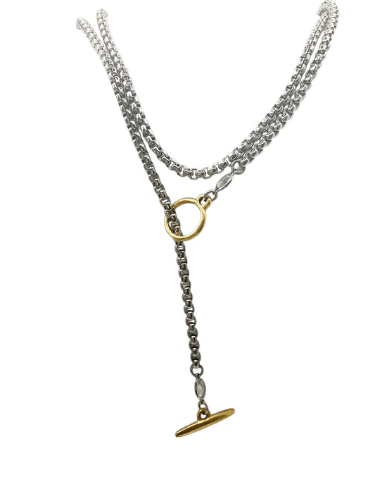 Two-Tone Wrap Toggle Lariat Necklace