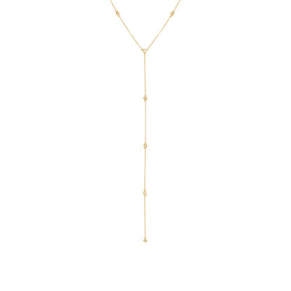 14K Yellow Gold Diamond By The Yard Lariat - 0.9ctw