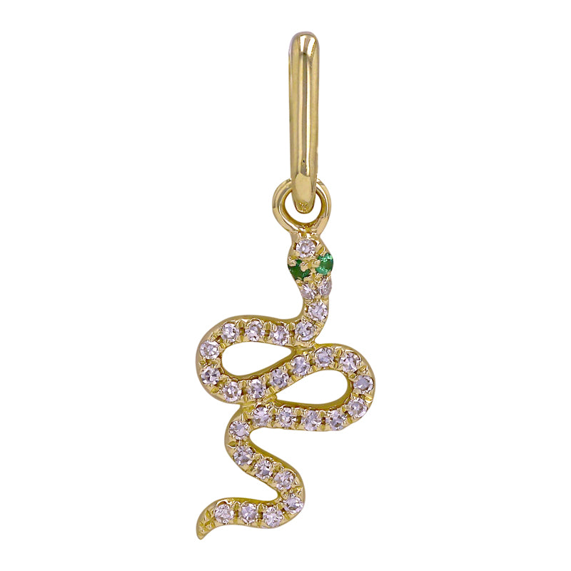 14k Yellow Gold Diamond Snake Charm With Enhancer