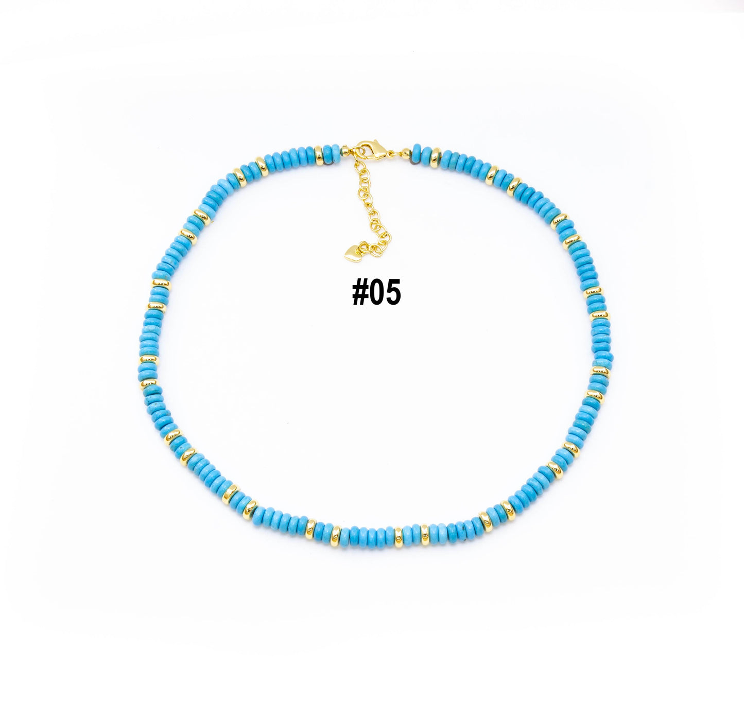 Gemstone Rondelle Necklace with Moving Sardine Charm