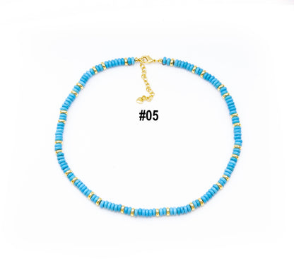 Gemstone Rondelle Necklace with Moving Sardine Charm