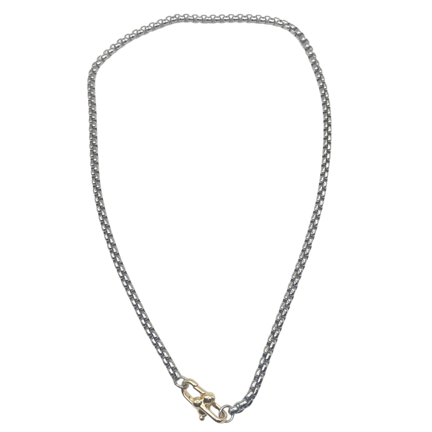 Mixed metal charm bar necklace 