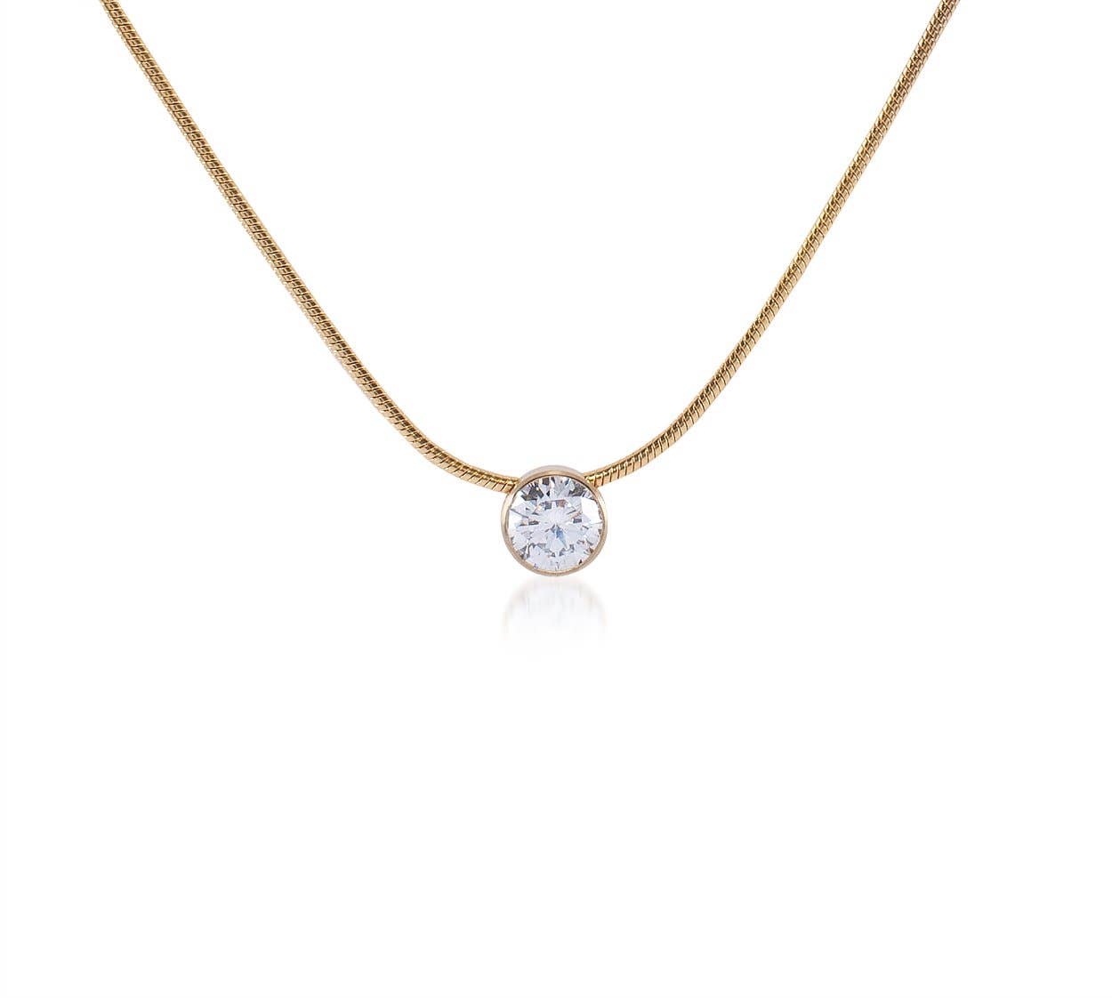 1Ct Solitaire Pendant on Structured Snake Chain