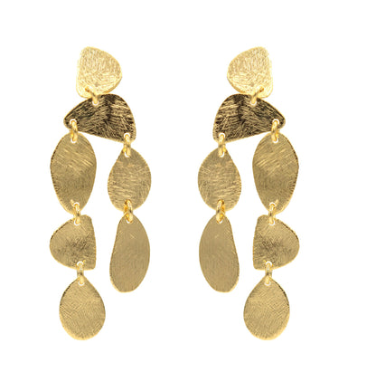 Abstract Brushed Gold Drop Earrings