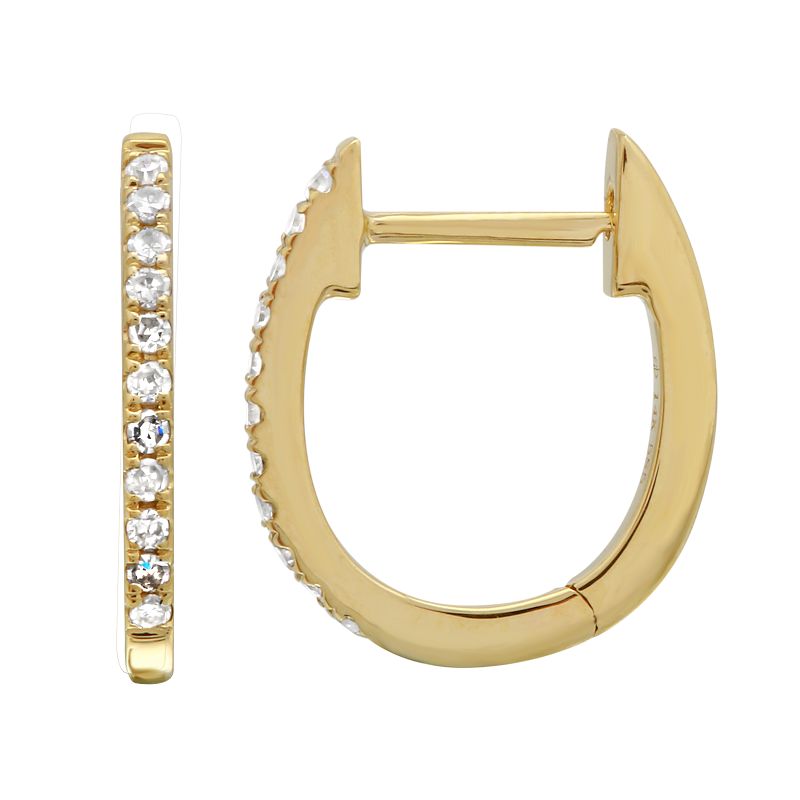 14k Yellow Gold Oval Diamond Huggie Earrings (11 × 12 mm)