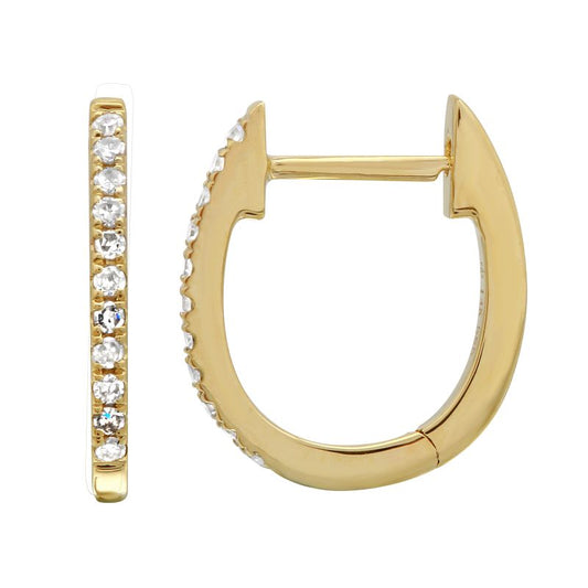 14k Yellow Gold Oval Diamond Huggie Earrings (11 × 12 mm)
