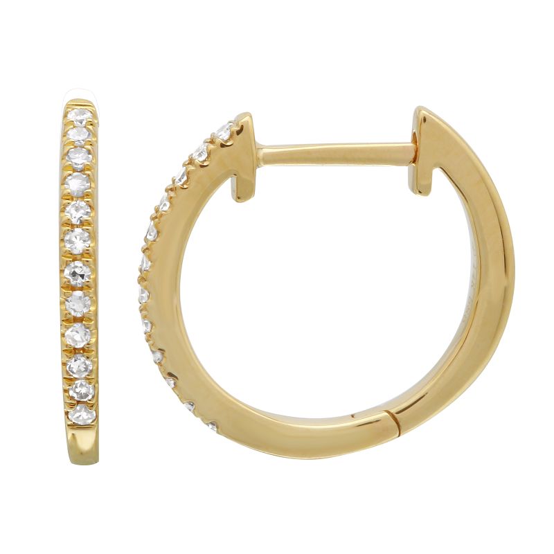 14k Yellow Gold Pavé Diamond Oval Huggie Earrings (13 mm)