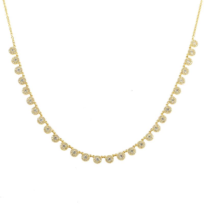 14K YELLOW GOLD DIAMOND NECKLACE (4MM CIRCLE DROPS)