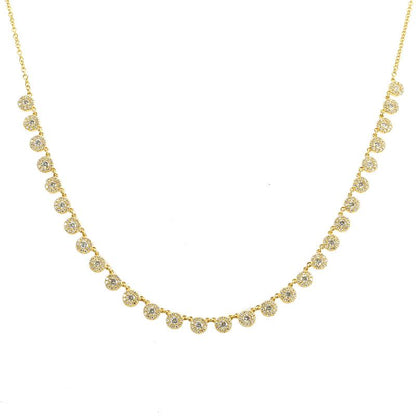 14K YELLOW GOLD DIAMOND NECKLACE (4MM CIRCLE DROPS)