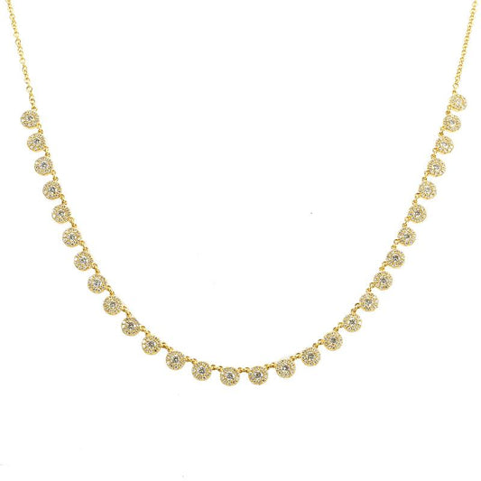 14K YELLOW GOLD DIAMOND NECKLACE (4MM CIRCLE DROPS)
