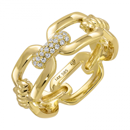14k Yellow Gold Links With Diamond Connector Ring
