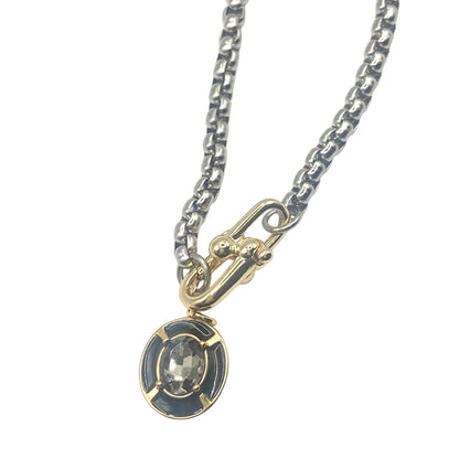 Mixed metal charm bar necklace 