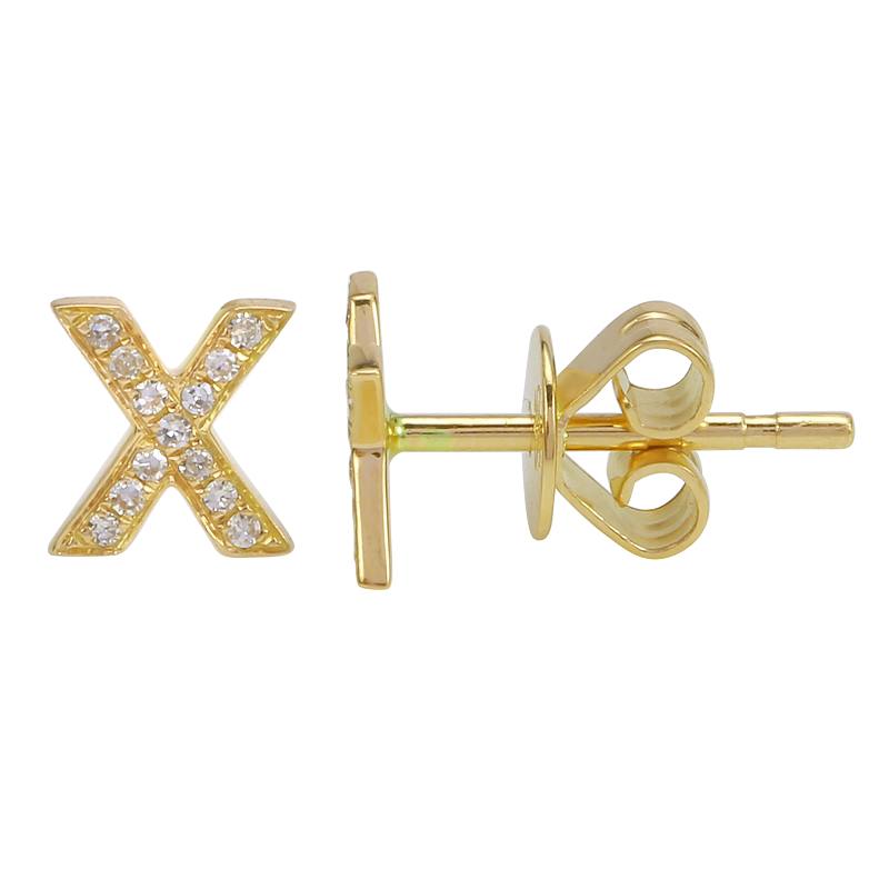 14K Yellow Gold Diamond Stud Earrings