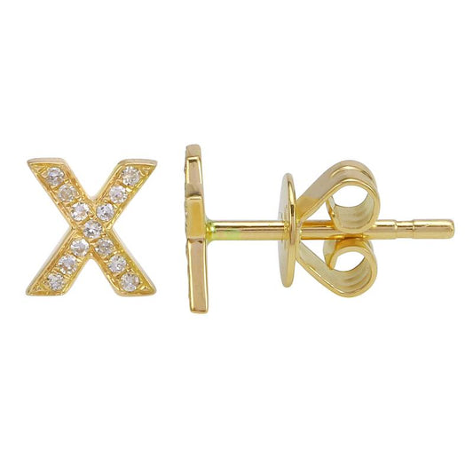 14K Yellow Gold Diamond Stud Earrings