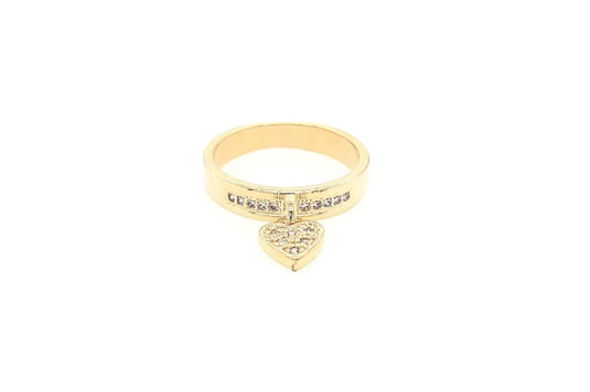 Dangle Cz Pave Heart Ring