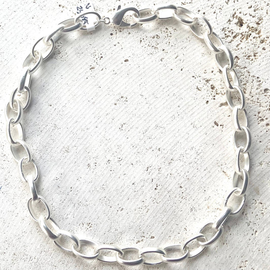 Oversized links matte silver statement necklace