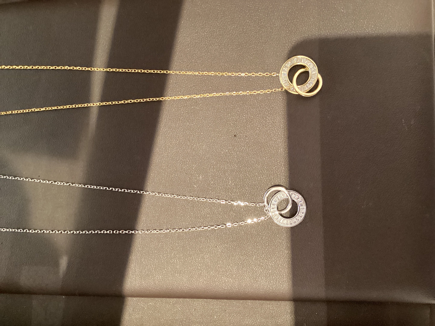 Cz Baguette Interlocking Circles Necklace