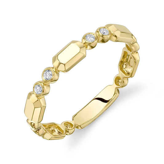 14K Gold Diamond Bezel Geo Cut Ring