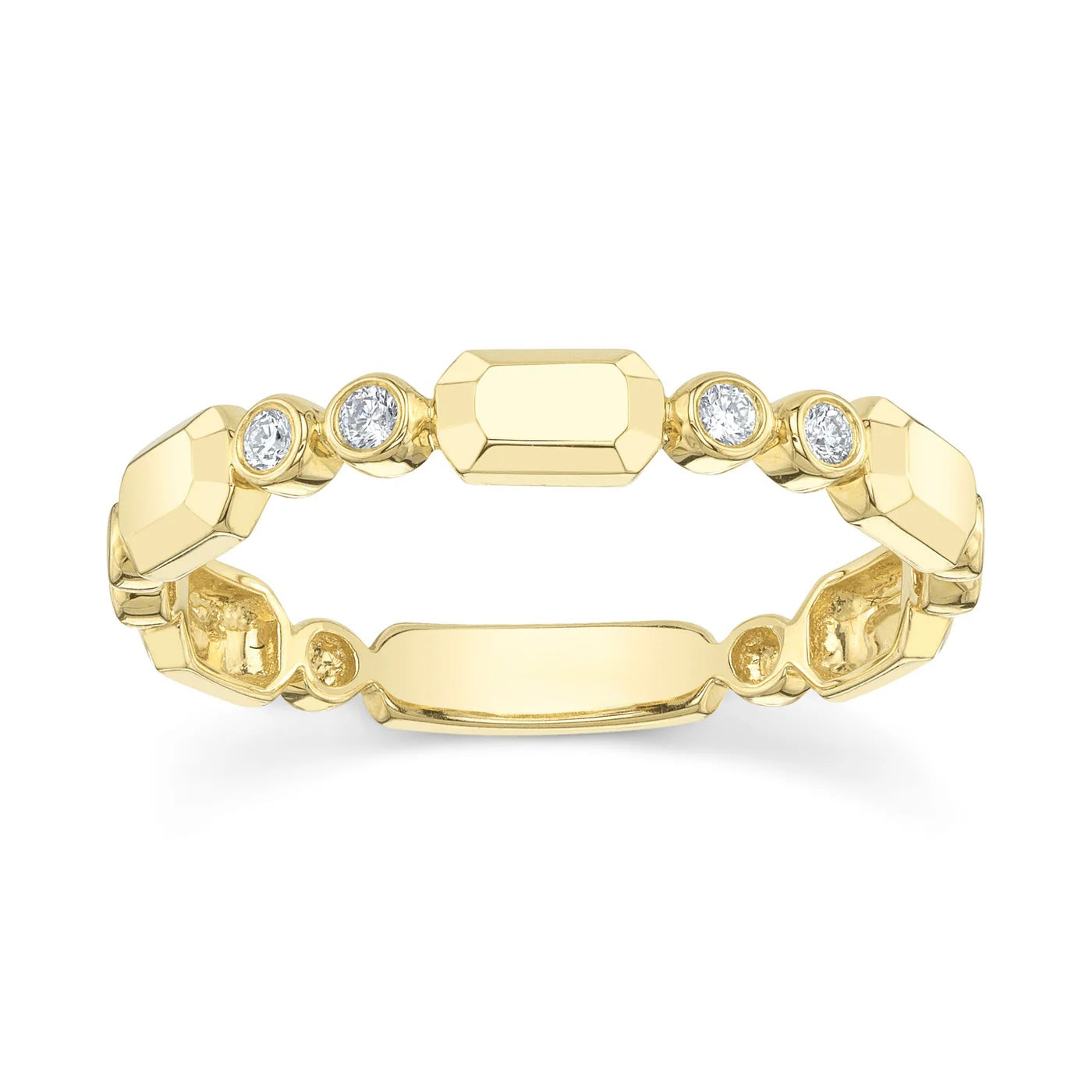 14K Gold Diamond Bezel Geo Cut Ring