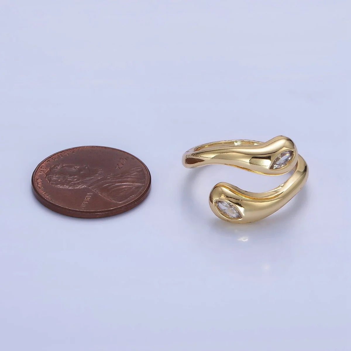 Minimalist Gold Filled Wrapped Adjustable Ring With Clear CZ Stone