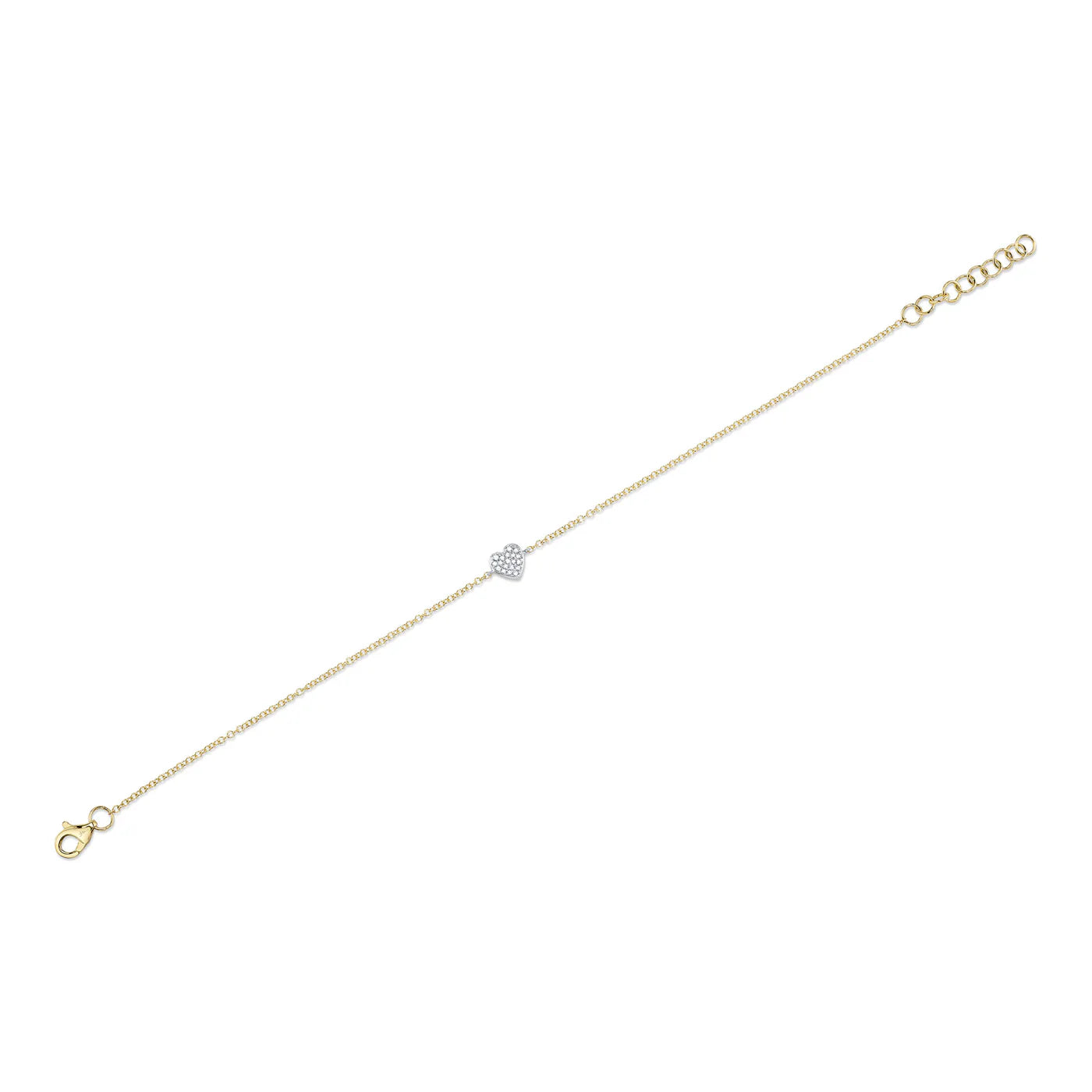 14K Two-Tone Gold Diamond Pavé Heart Bracelet