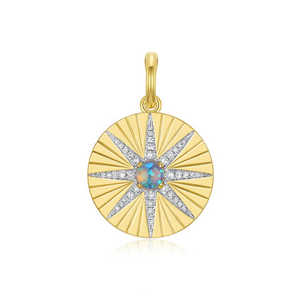 14K Gold Rare Opal + Diamond North Star Enhancer Charm