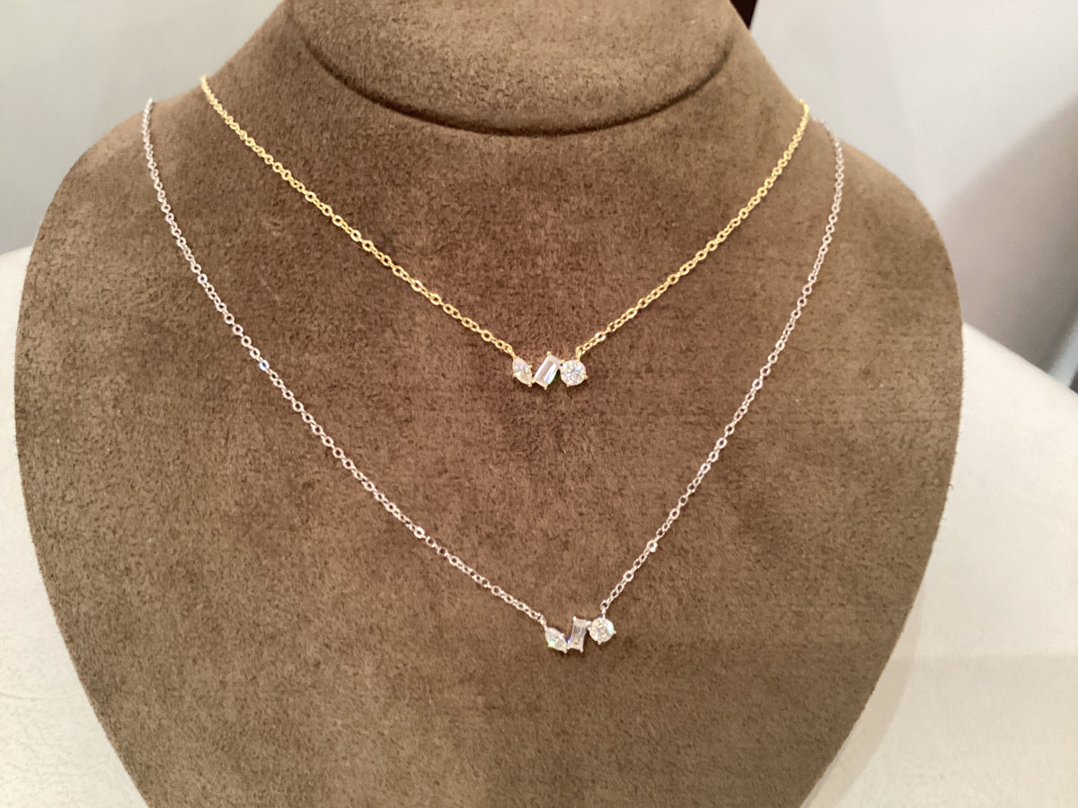 Irregular Three-Stone Moissanite Necklace