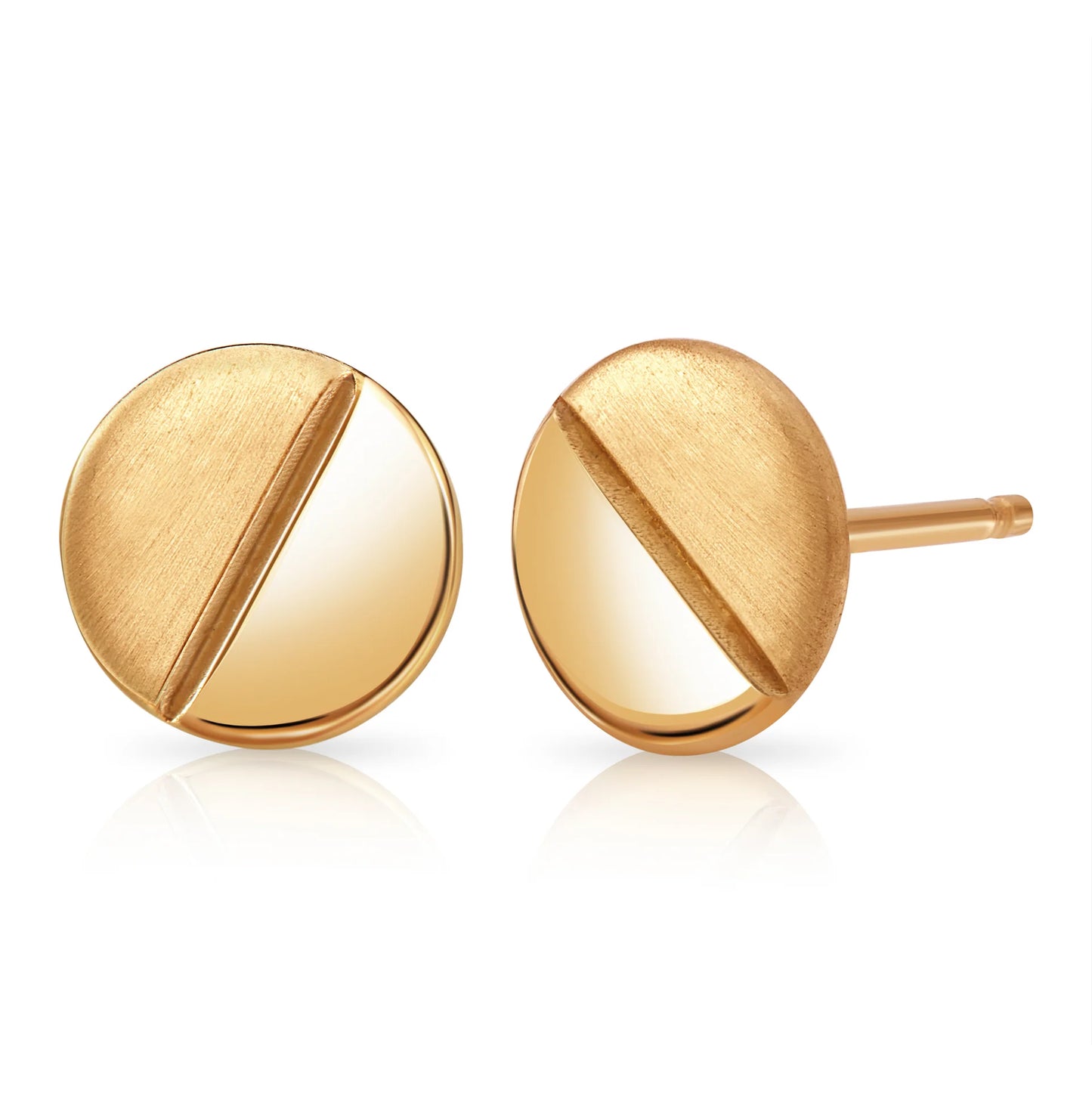 14K Gold Notch Stud Earrings