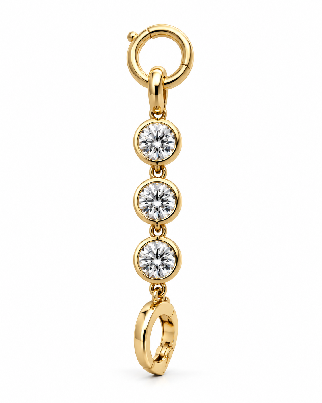 14K Lab Diamond Triple Bezel Connector Charm