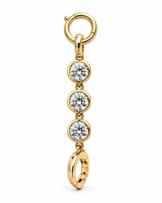 14K Lab Diamond Triple Bezel Connector Charm